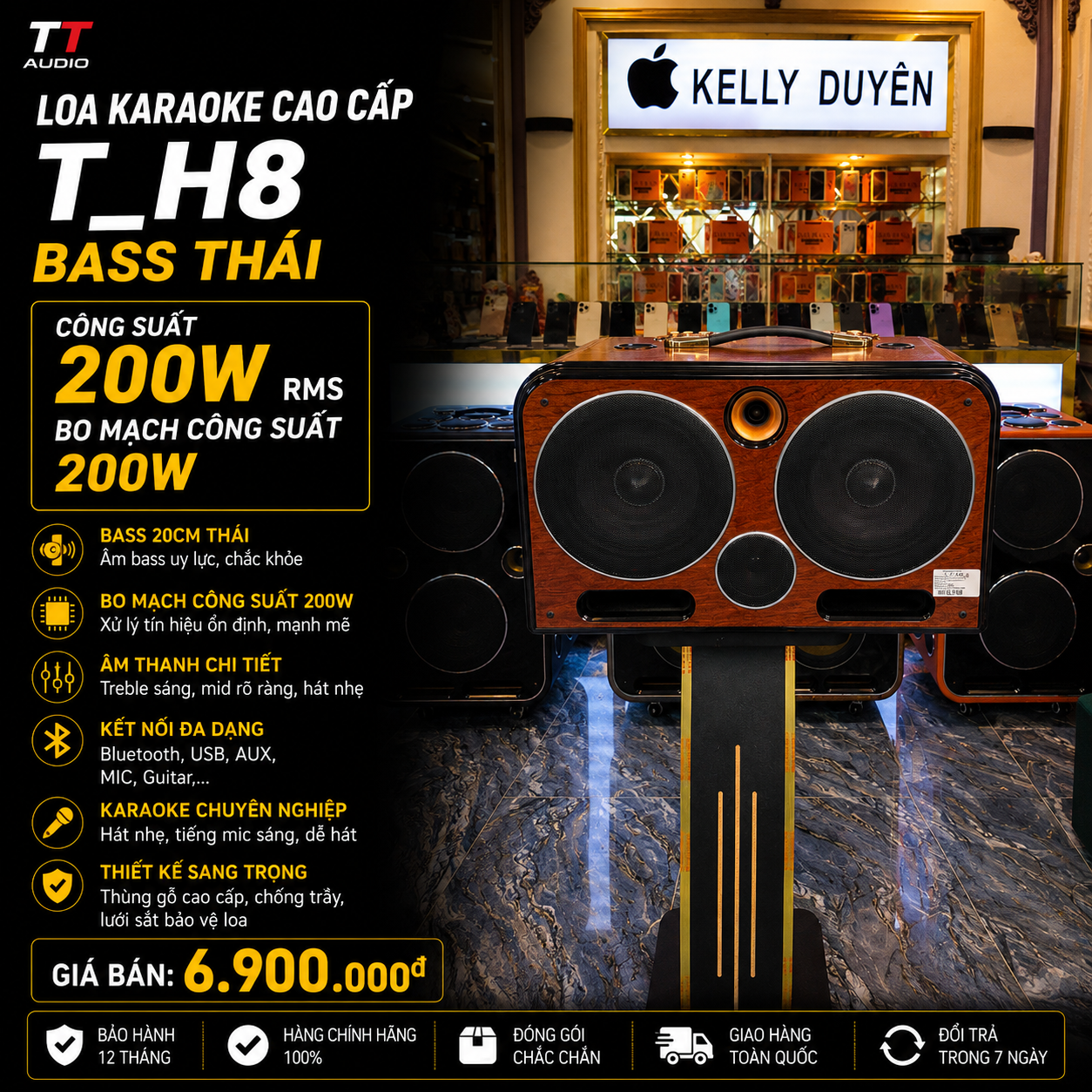 LOA KARAOKE XÁCH TAY T_H8 ( BASS THAI CÔNG XUẤT 200W )