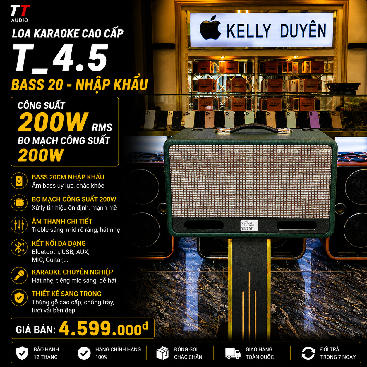 LOA KARAOKE XÁCH TAY T_4.5 ( Công xuất 200W )