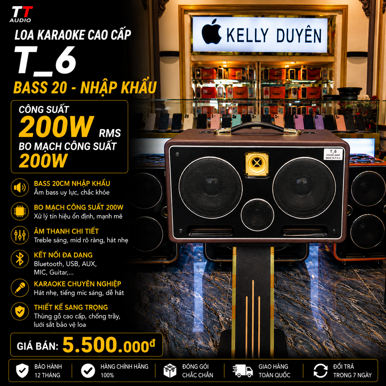 LOA KARAOKE XÁCH TAY  T_6 ( Công xuất 200W )