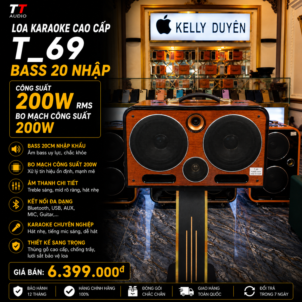 LOA KARAOKE XÁCH TAY T_69 PU ( Công xuất 200W )