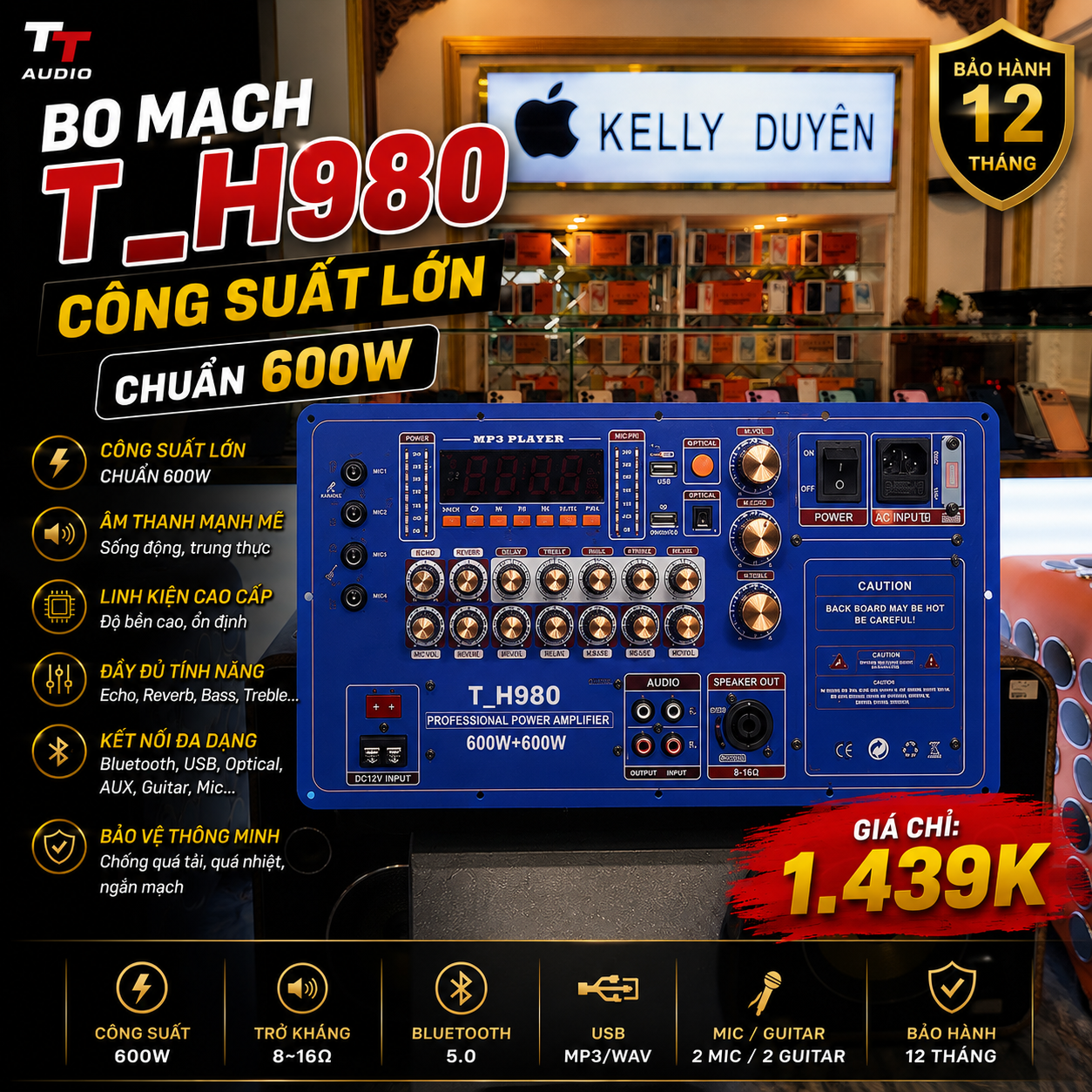 BO MẠCH KARAOKE ĐA NĂNG ( T_H980 CÔNG XUẤT 600W )