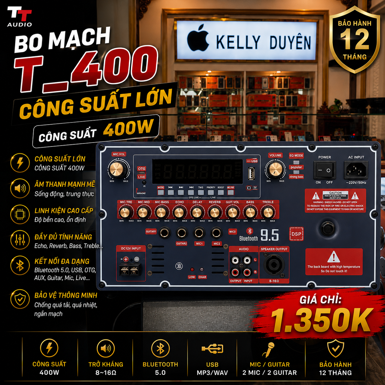 BO MẠCH KARAOKE ĐA NĂNG ( T_400 CONG6 XUẤT 400W )