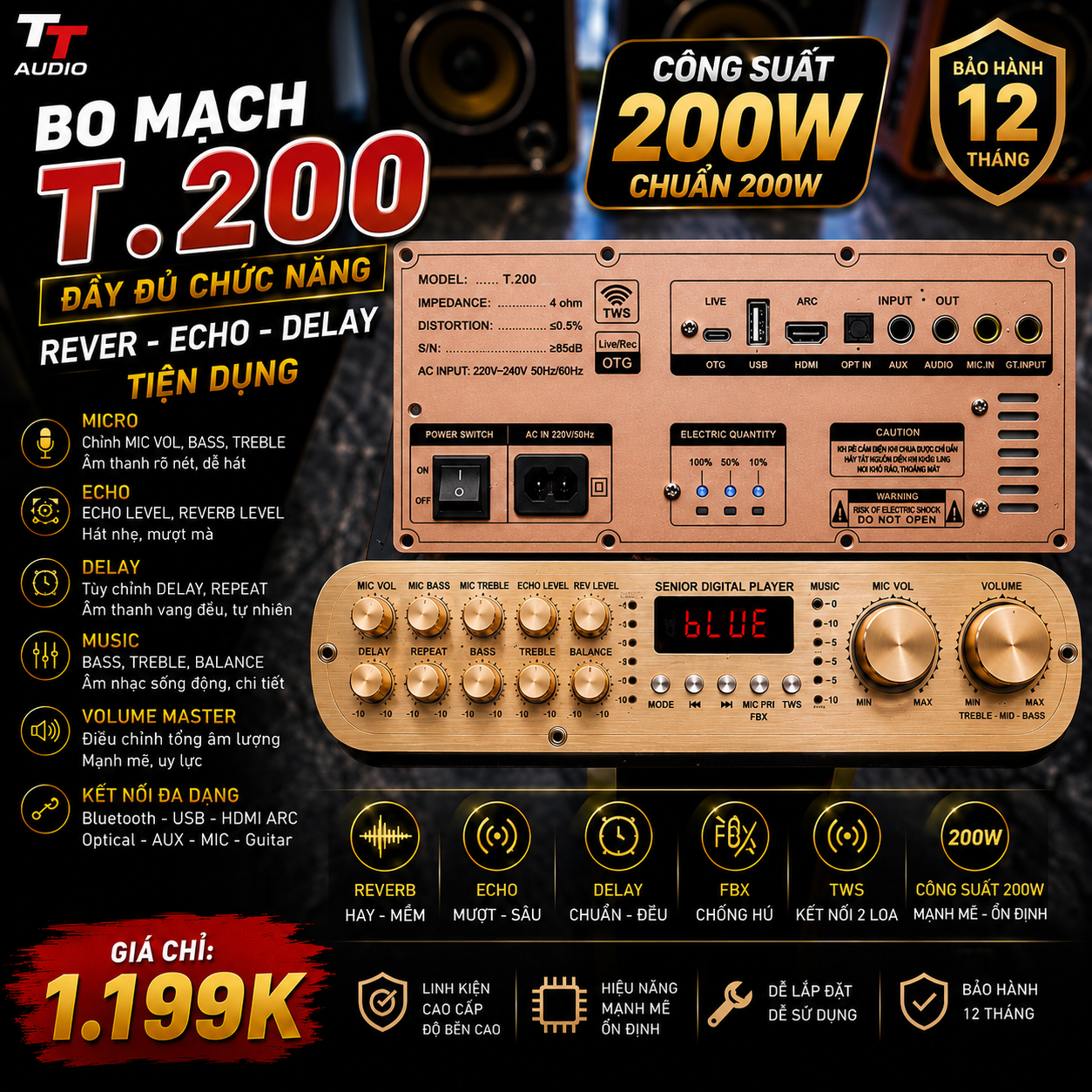 BO MẠCH KARAOKE ĐA NĂNG ( T_180 CÔNG XUẤT 200W )