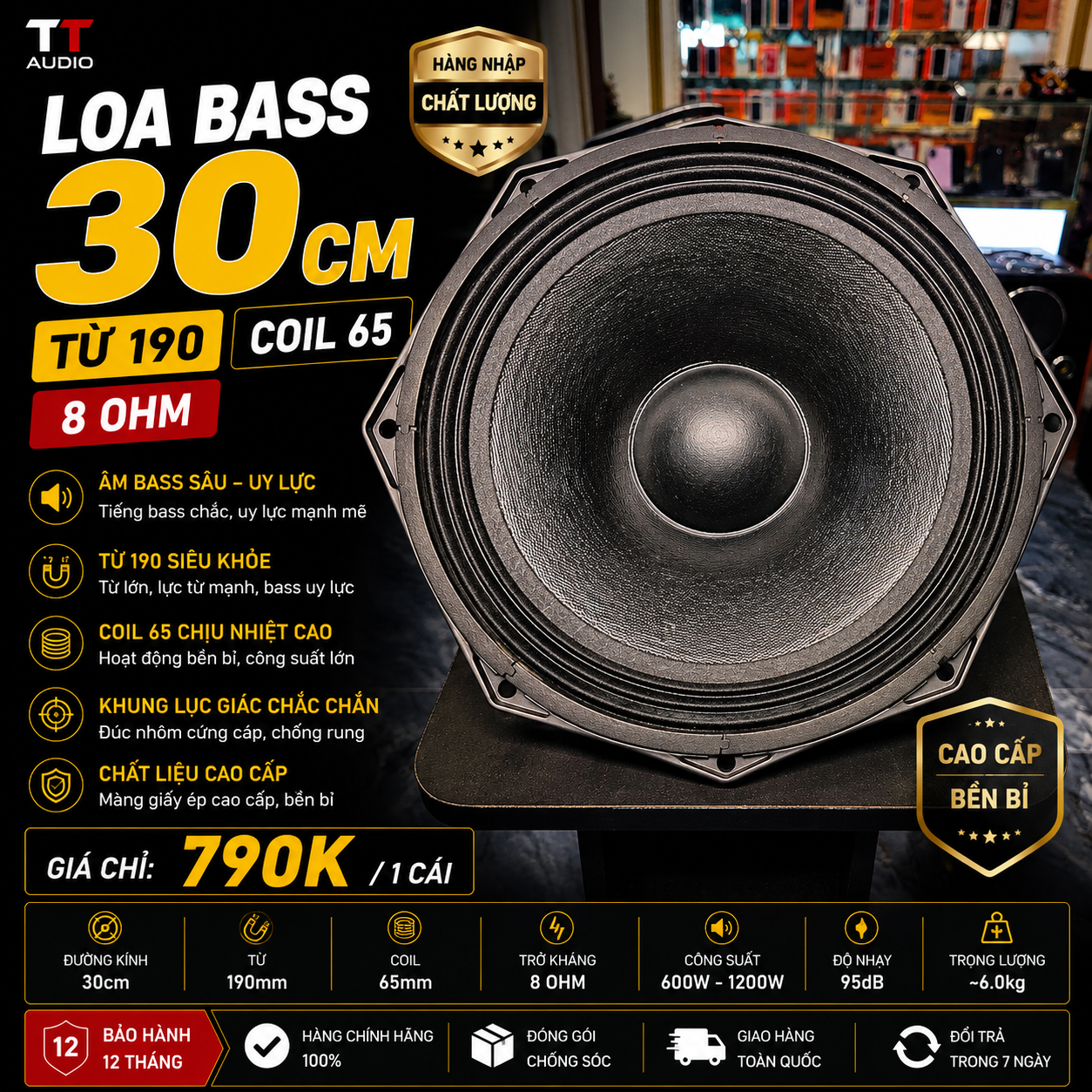 LOA BASS 30CM – TỪ 190 – COIL 76