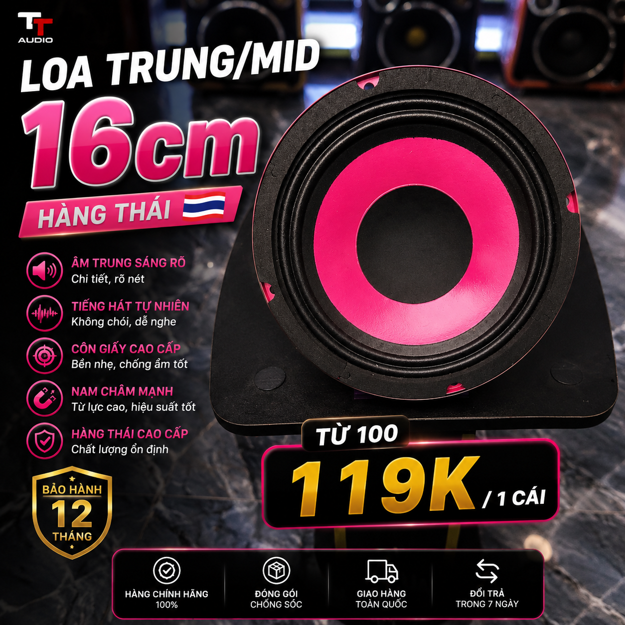 LOA TRUNG THÁI 16CM TỪ 100 COIL 25
