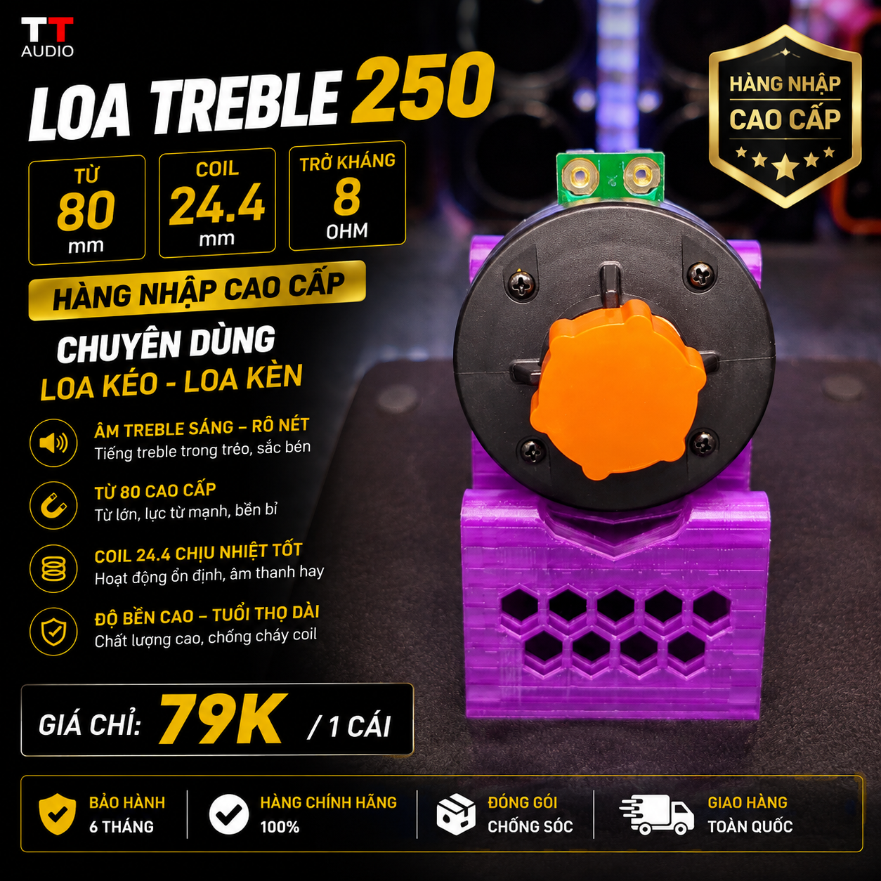 THIẾT BỊ ÂM THANH LOA TREBLE 250 TỪ 80 COIL 24.4