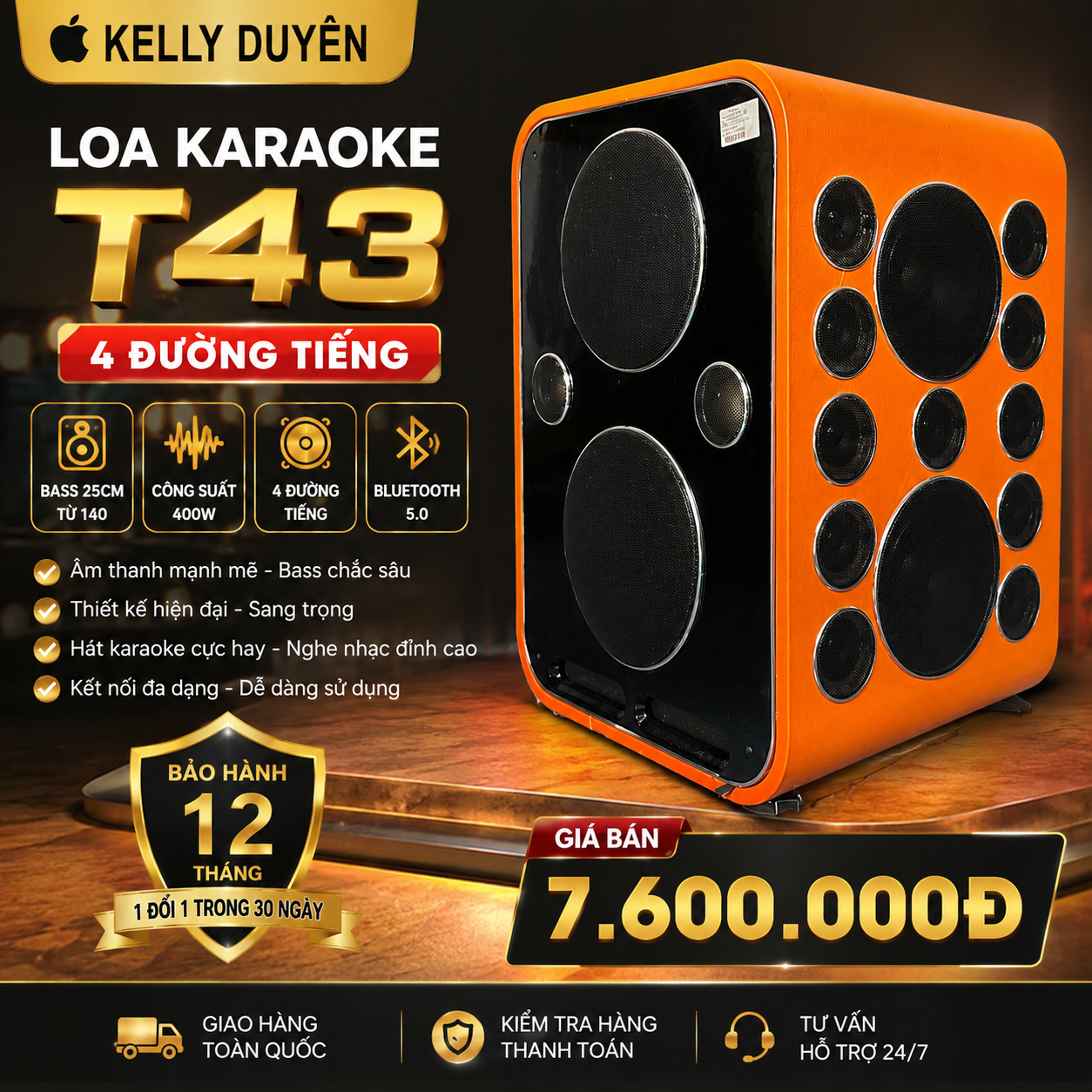 LOA KARAOKE XÁCH TAY T43 BASS 25 CÔNG XUẤT 400W ( GIÁ SỈ )