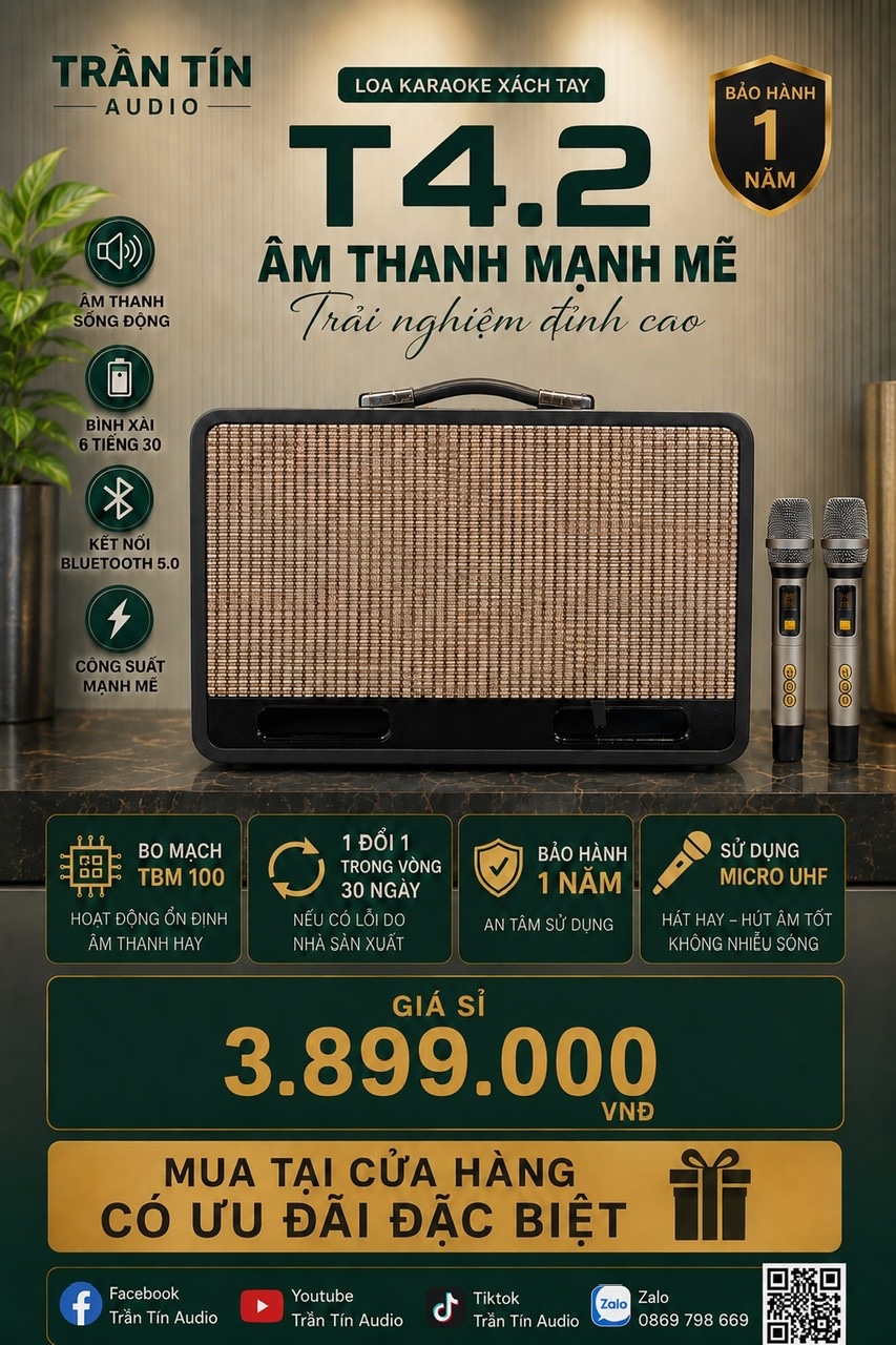 LOA KARAOKE XÁCH TAY T_6 Pro ( Công xuất 200W )